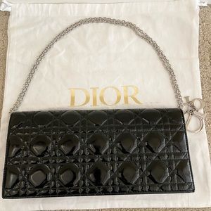 Lady Dior - Black Cannage Patent Leather Chain Clutch